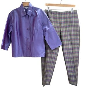 Vintage Connie Roberson Pants & Top Set 100% Silk Size 8/Medium USA